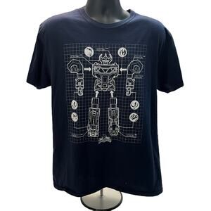 Power Rangers Megazord Blueprint T-Shirt – Navy Blue – Size Large